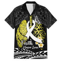 Personalised Polynesia World Lung Cancer Day Family Matching Off Shoulder Short Dress and Hawaiian Shirt Faith Hope Love LT14 Dad's Shirt - Short Sleeve Black - Polynesian Pride