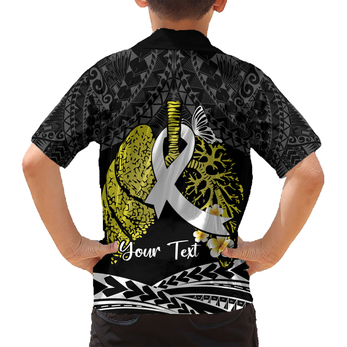 Personalised Polynesia World Lung Cancer Day Family Matching Short Sleeve Bodycon Dress and Hawaiian Shirt Faith Hope Love LT14 - Polynesian Pride