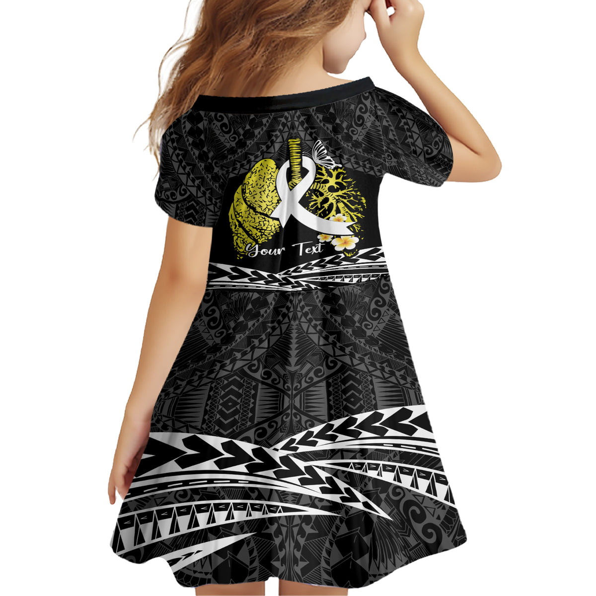 Personalised Polynesia World Lung Cancer Day Family Matching Short Sleeve Bodycon Dress and Hawaiian Shirt Faith Hope Love LT14 - Polynesian Pride