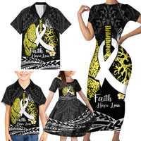Personalised Polynesia World Lung Cancer Day Family Matching Short Sleeve Bodycon Dress and Hawaiian Shirt Faith Hope Love LT14 - Polynesian Pride