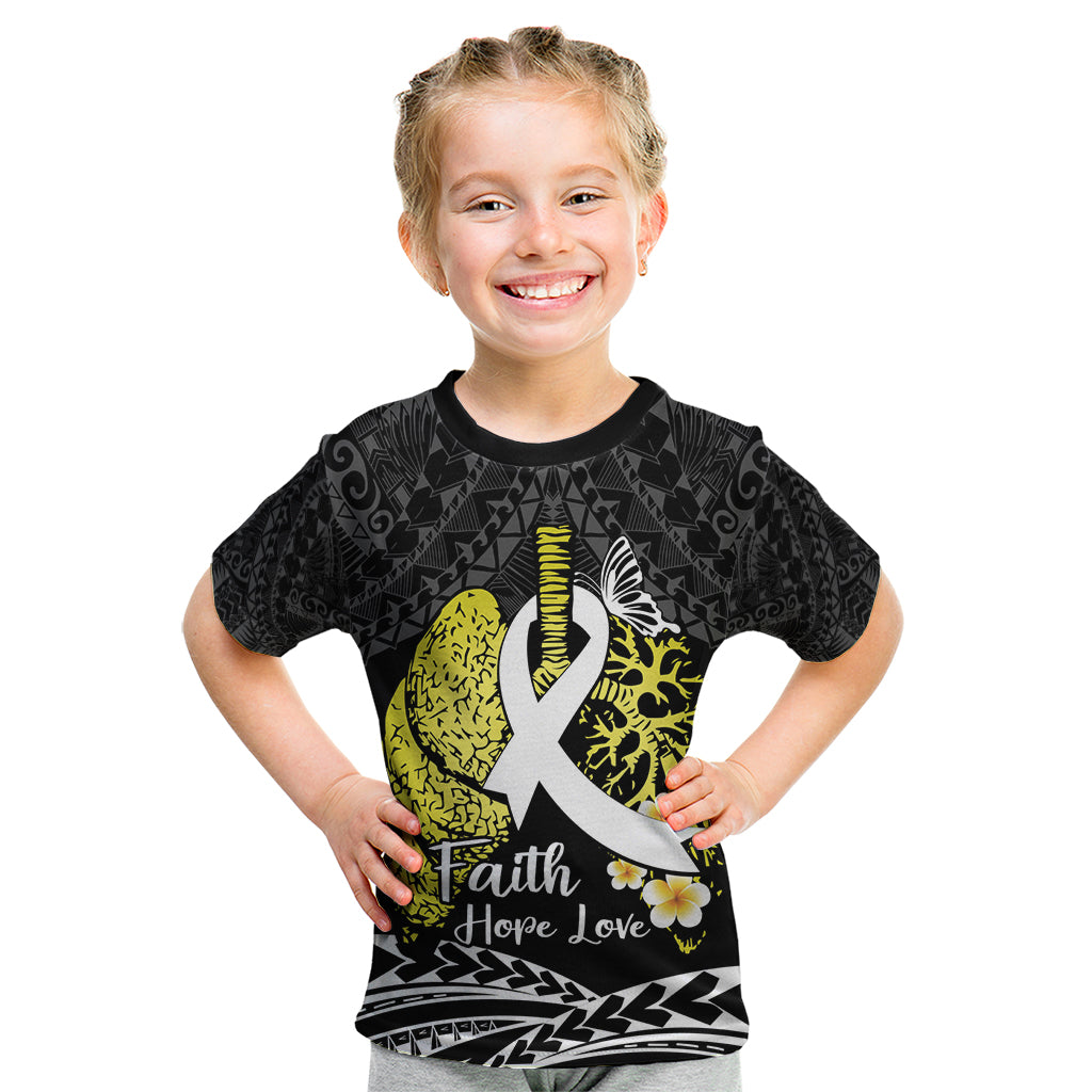 Personalised Polynesia World Lung Cancer Day Kid T Shirt Faith Hope Love LT14 Black - Polynesian Pride