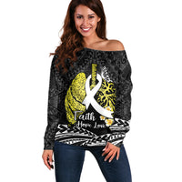 Personalised Polynesia World Lung Cancer Day Off Shoulder Sweater Faith Hope Love