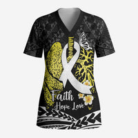 Personalised Polynesia World Lung Cancer Day Scrub Top Faith Hope Love - Polynesian Pride