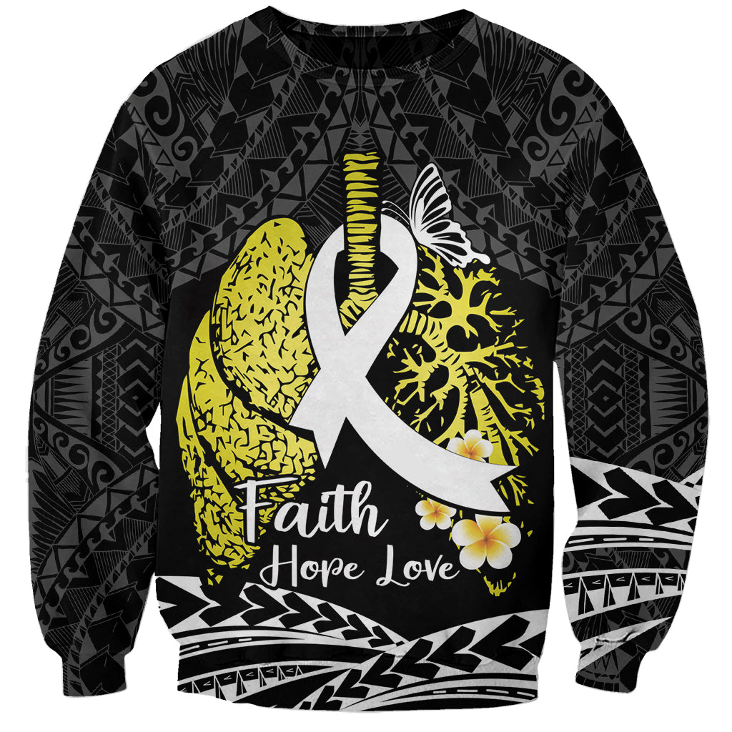 Personalised Polynesia World Lung Cancer Day Sweatshirt Faith Hope Love LT14 Unisex Black - Polynesian Pride