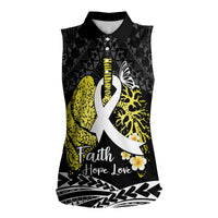 Personalised Polynesia World Lung Cancer Day Women Sleeveless Polo Shirt Faith Hope Love LT14 Female Black - Polynesian Pride