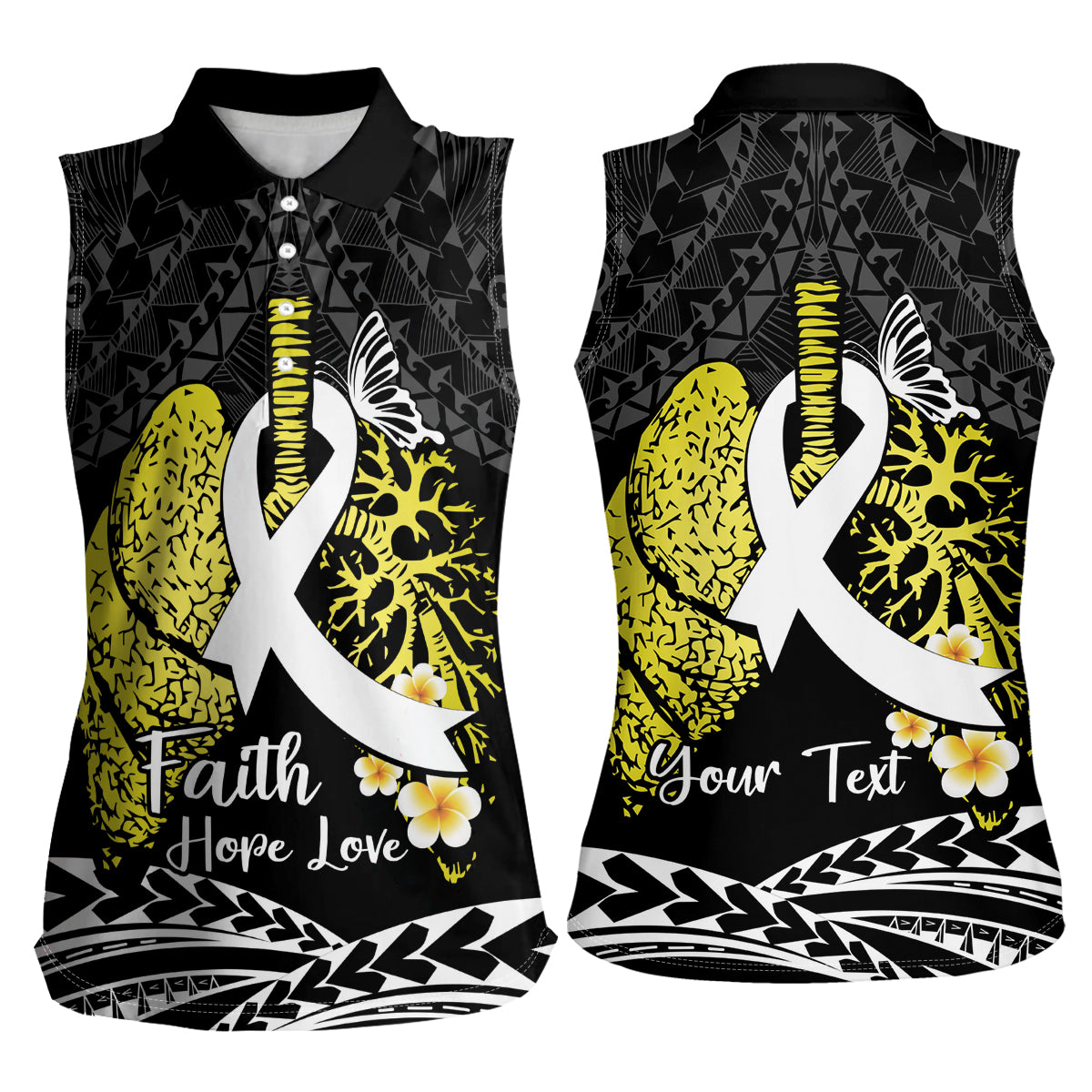 Personalised Polynesia World Lung Cancer Day Women Sleeveless Polo Shirt Faith Hope Love LT14 - Polynesian Pride
