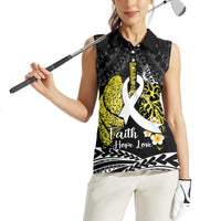 Personalised Polynesia World Lung Cancer Day Women Sleeveless Polo Shirt Faith Hope Love LT14 - Polynesian Pride