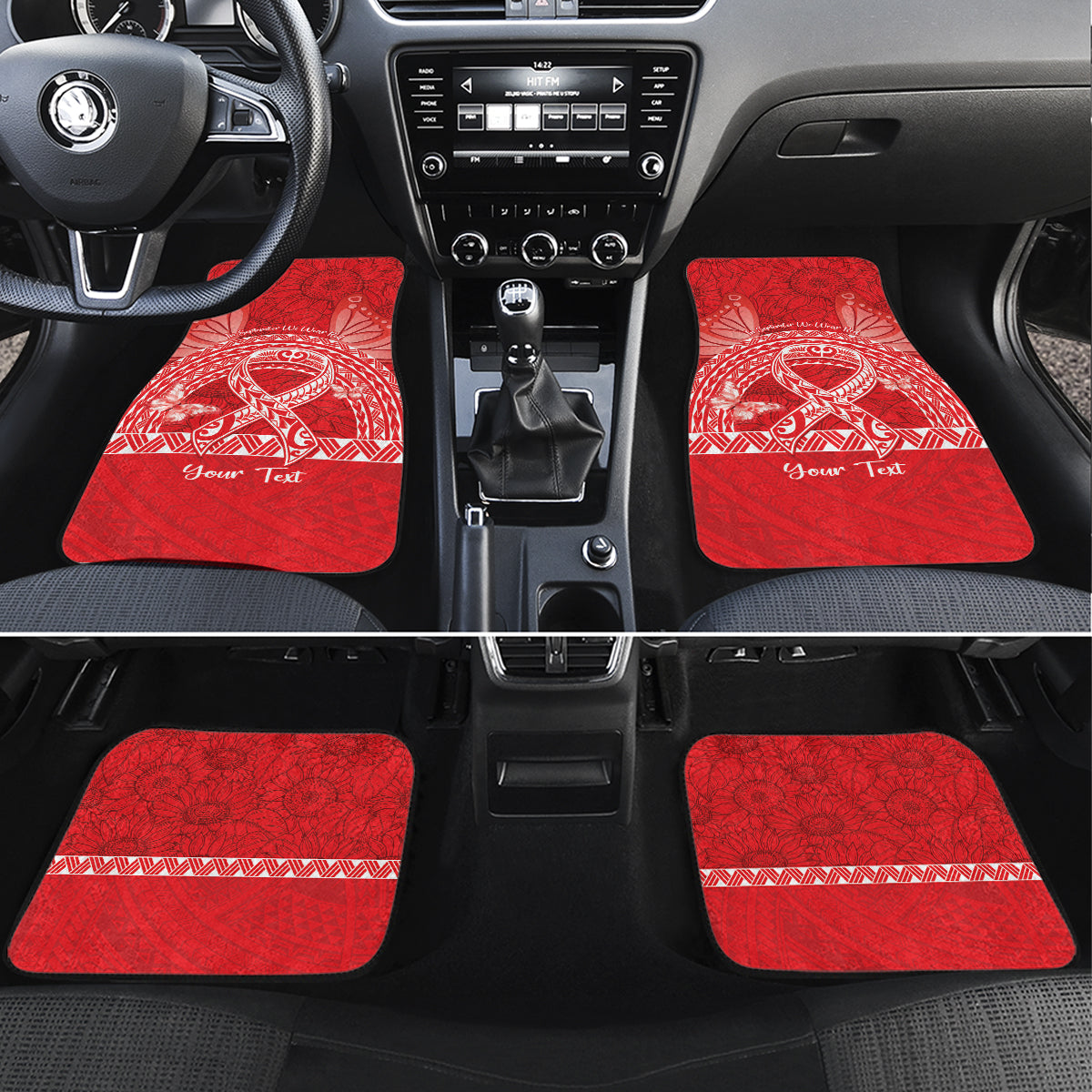 Personalised In September We Wear Red Car Mats Polynesia Blood Cancer Awareness