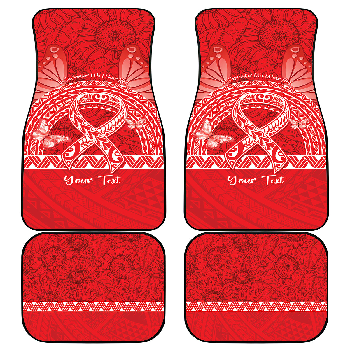 Personalised In September We Wear Red Car Mats Polynesia Blood Cancer Awareness