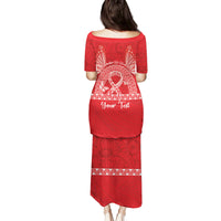 Personalised In September We Wear Red Family Matching Puletasi and Hawaiian Shirt Polynesia Blood Cancer Awareness