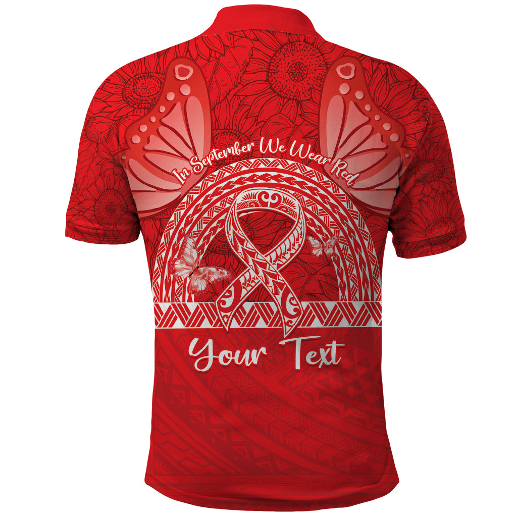 Personalised In September We Wear Red Polo Shirt Polynesia Blood Cancer Awareness
