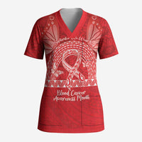 Personalised In September We Wear Red Scrub Top Polynesia Blood Cancer Awareness - Polynesian Pride