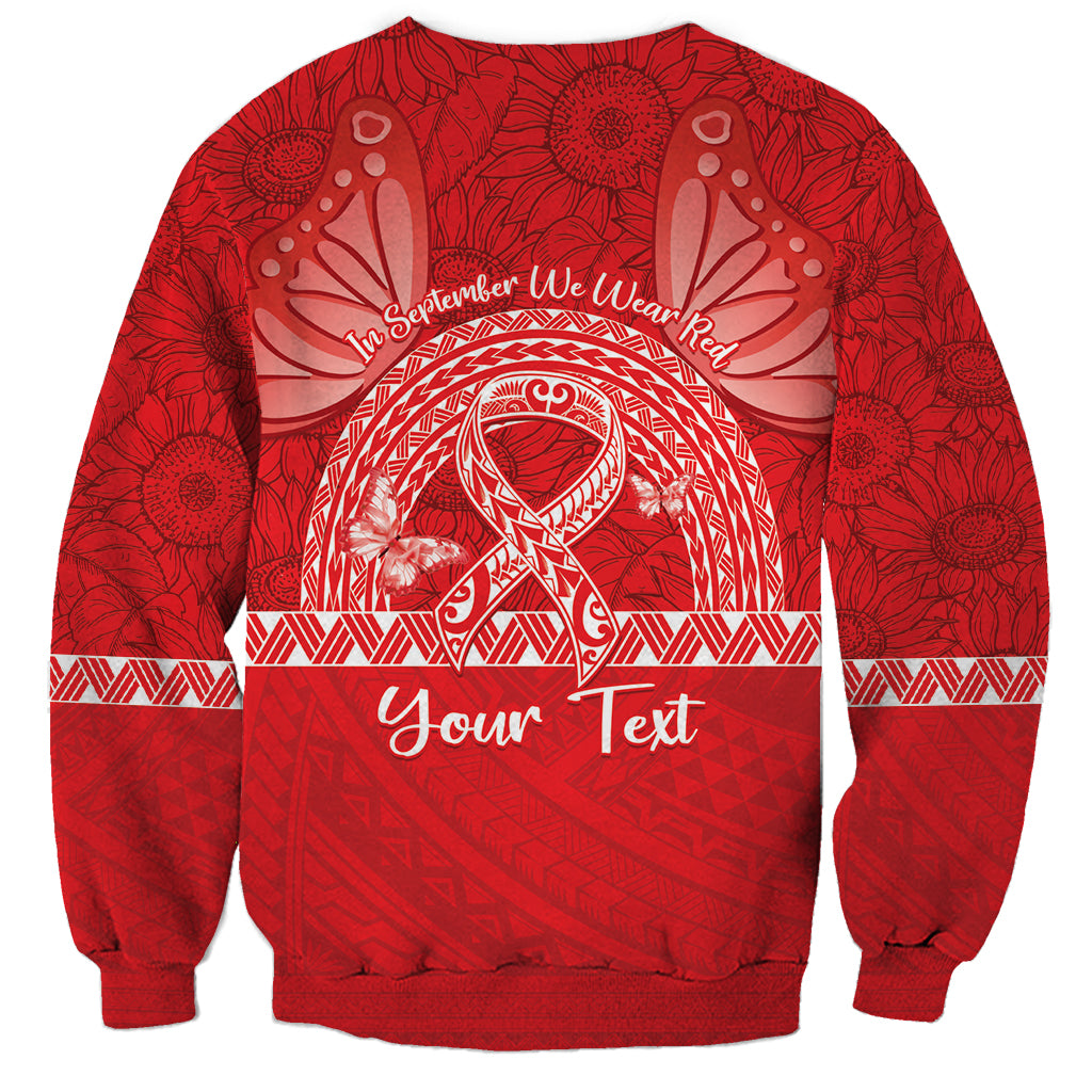 Personalised In September We Wear Red Sweatshirt Polynesia Blood Cancer Awareness