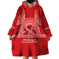 Personalised In September We Wear Red Wearable Blanket Hoodie Polynesia Blood Cancer Awareness