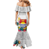 Kiribati Independence Day Mermaid Dress Frigatebird Mix Tropical Flowers - White Style LT14 - Polynesian Pride