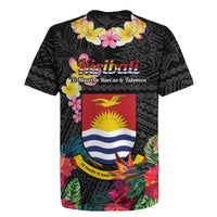 Kiribati Independence Day Rugby Jersey Frigatebird Mix Tropical Flowers - Black Style LT14 - Polynesian Pride
