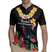 Kiribati Independence Day Rugby Jersey Frigatebird Mix Tropical Flowers - Black Style LT14 - Polynesian Pride