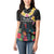 Kiribati Independence Day Women Polo Shirt Frigatebird Mix Tropical Flowers - Black Style