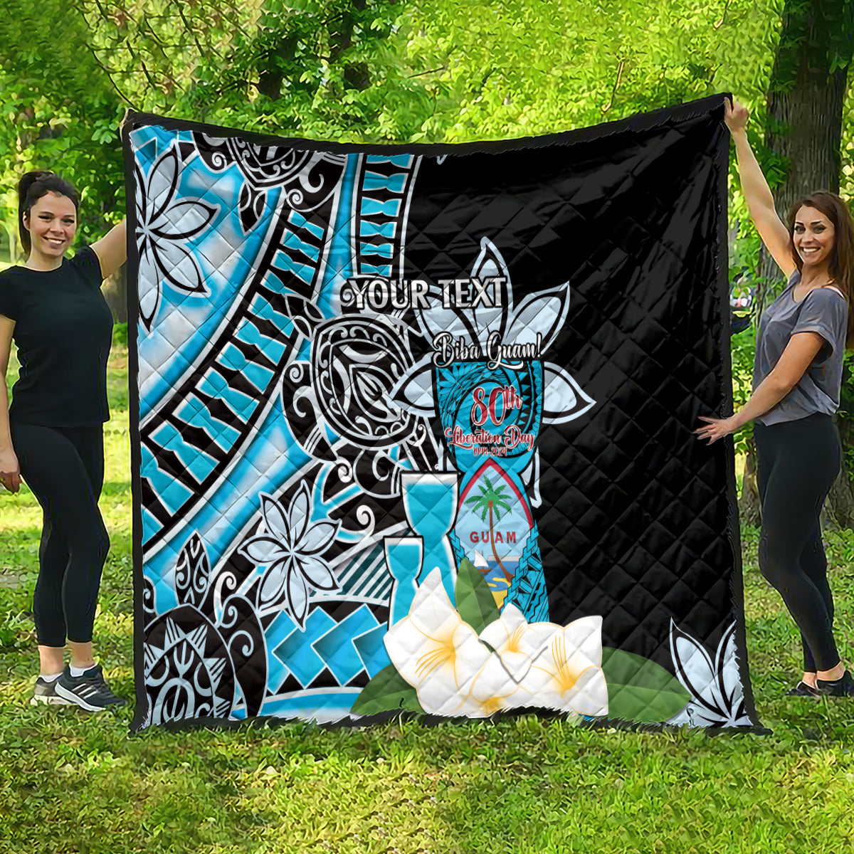 Personalised Guam Liberation Day Quilt Chamorro Latte Stone With Guasali Flowers