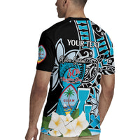 Personalised Guam Liberation Day Rugby Jersey Chamorro Latte Stone With Guasali Flowers