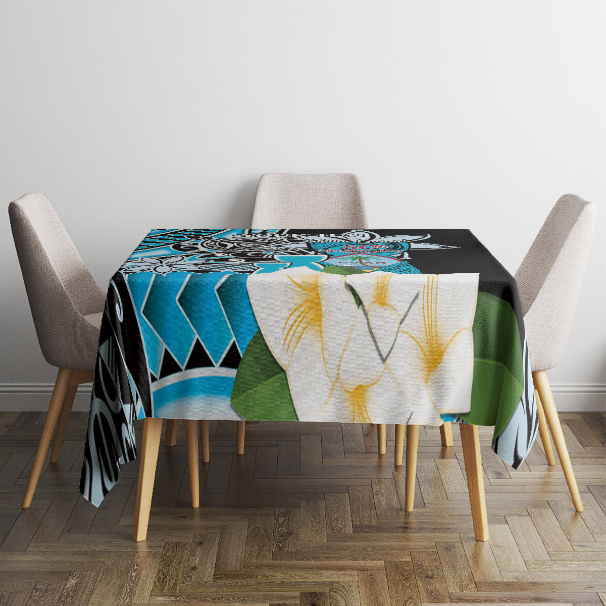 Personalised Guam Liberation Day Tablecloth Chamorro Latte Stone With Guasali Flowers