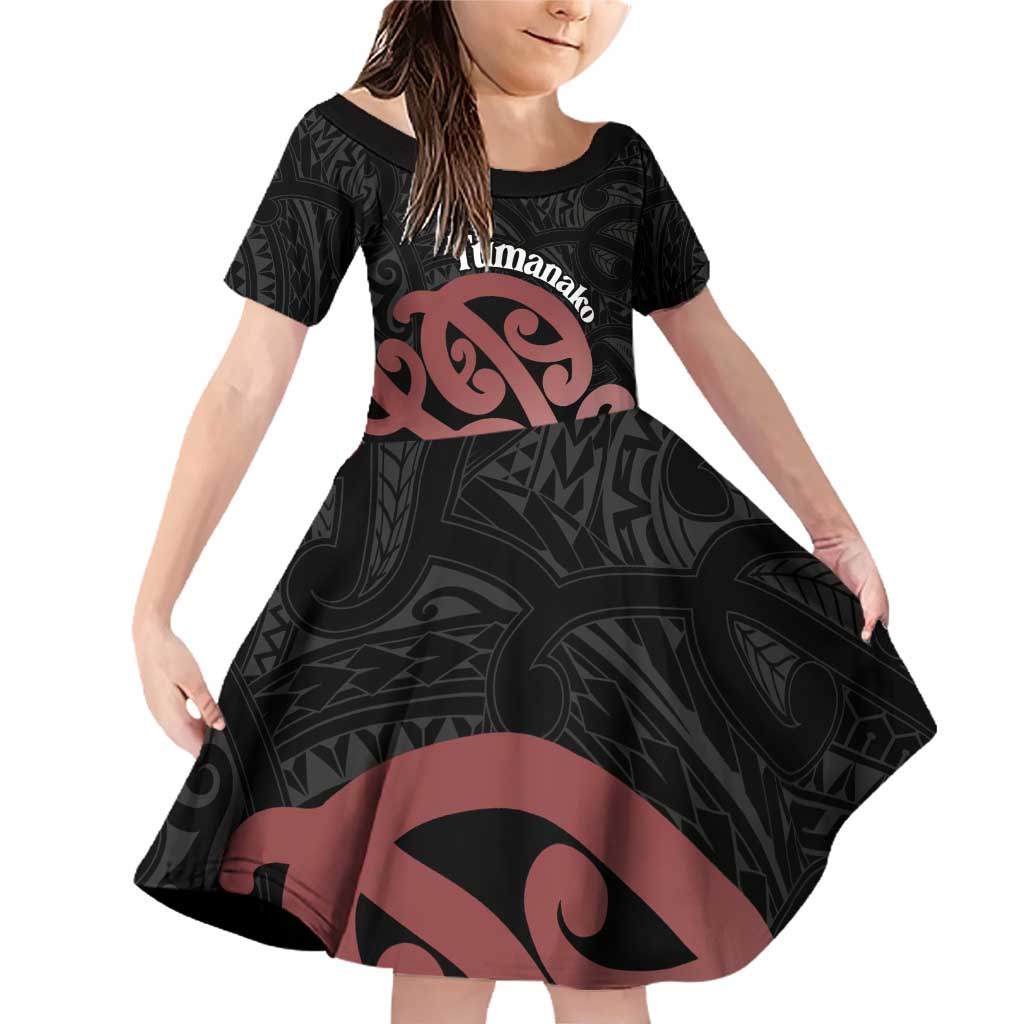 New Zealand Mangopare Tamanako Family Matching Off Shoulder Short Dress and Hawaiian Shirt Aotearoa Maori