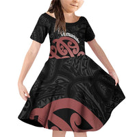New Zealand Mangopare Tamanako Family Matching Off Shoulder Short Dress and Hawaiian Shirt Aotearoa Maori