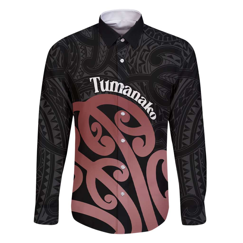 New Zealand Mangopare Tamanako Family Matching Short Sleeve Bodycon Dress and Hawaiian Shirt Aotearoa Maori LT14 Dad's Shirt - Long Sleeve Brown - Polynesian Pride