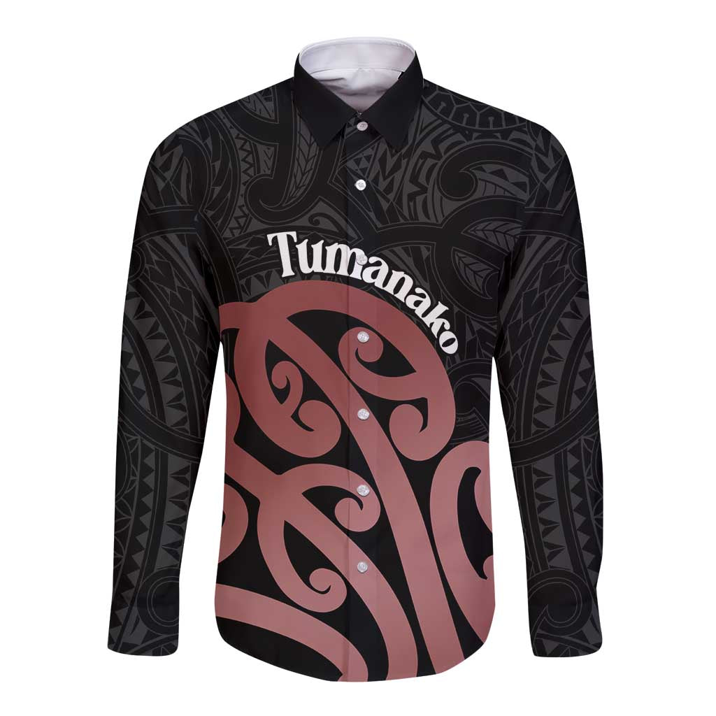 New Zealand Mangopare Tamanako Long Sleeve Button Shirt Aotearoa Maori LT14 Unisex Brown - Polynesian Pride