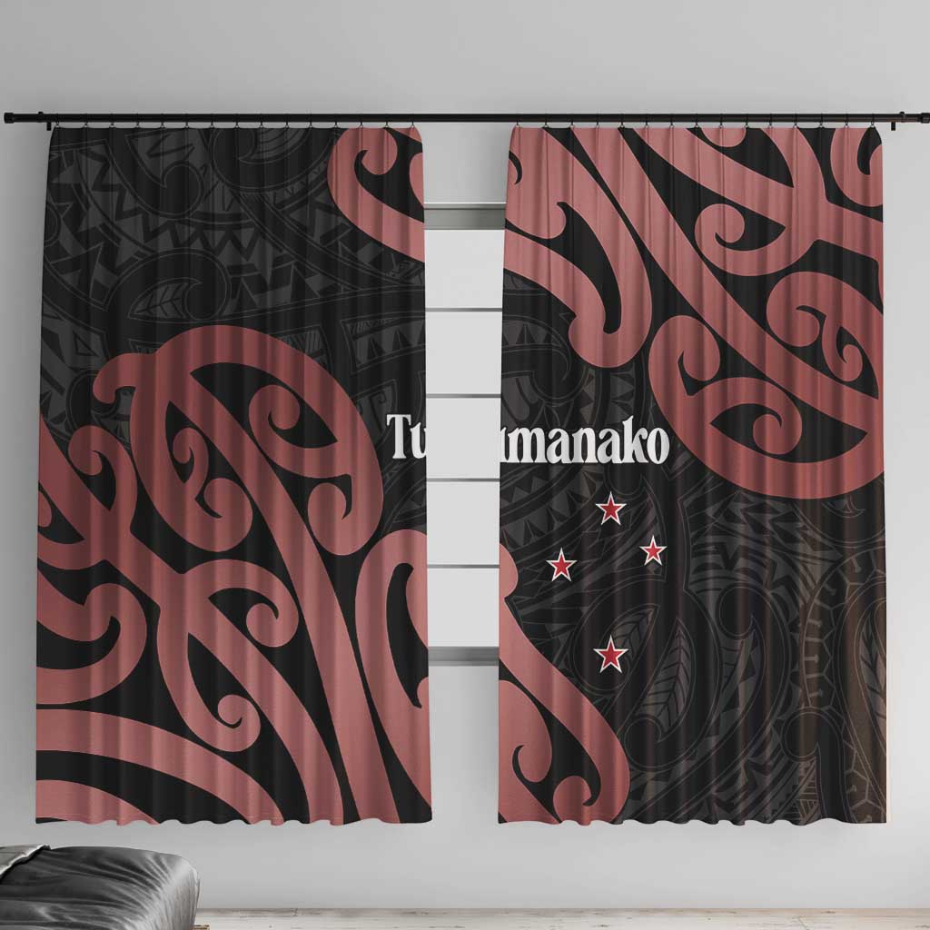 New Zealand Mangopare Tamanako Window Curtain Aotearoa Maori LT14 With Hooks Brown - Polynesian Pride
