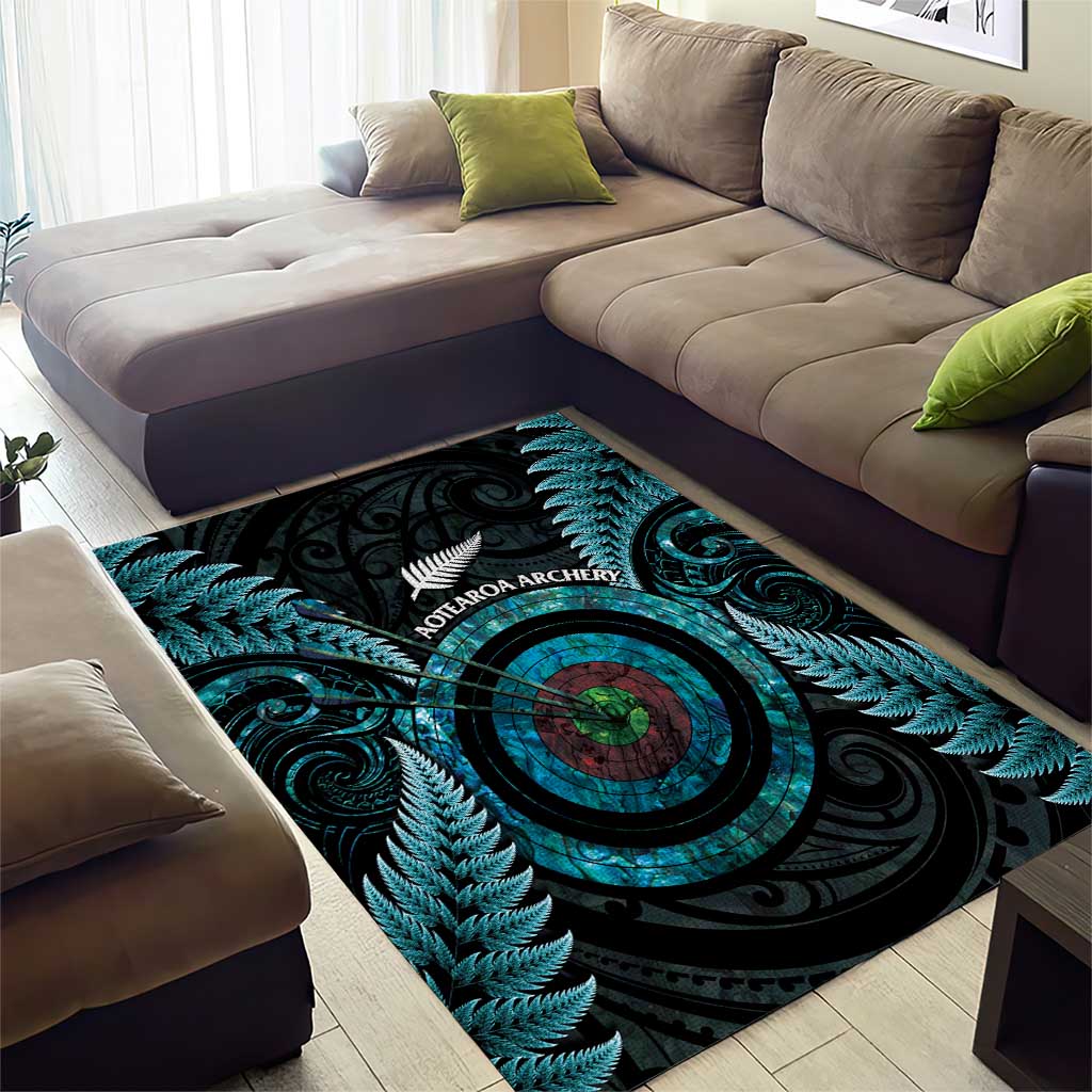 New Zealand Archery Area Rug Aotearoa Silver Fern Maori - Polynesian Pride