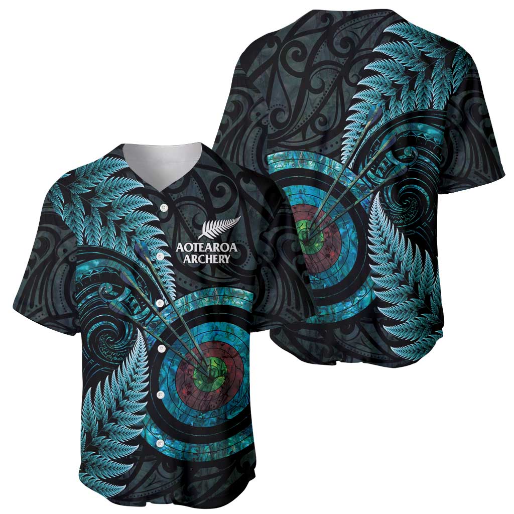 New Zealand Archery Baseball Jersey Aotearoa Silver Fern Maori LT14 - Polynesian Pride