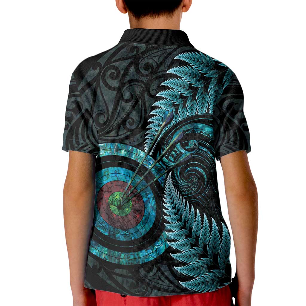 New Zealand Archery Kid Polo Shirt Aotearoa Silver Fern Maori LT14 - Polynesian Pride