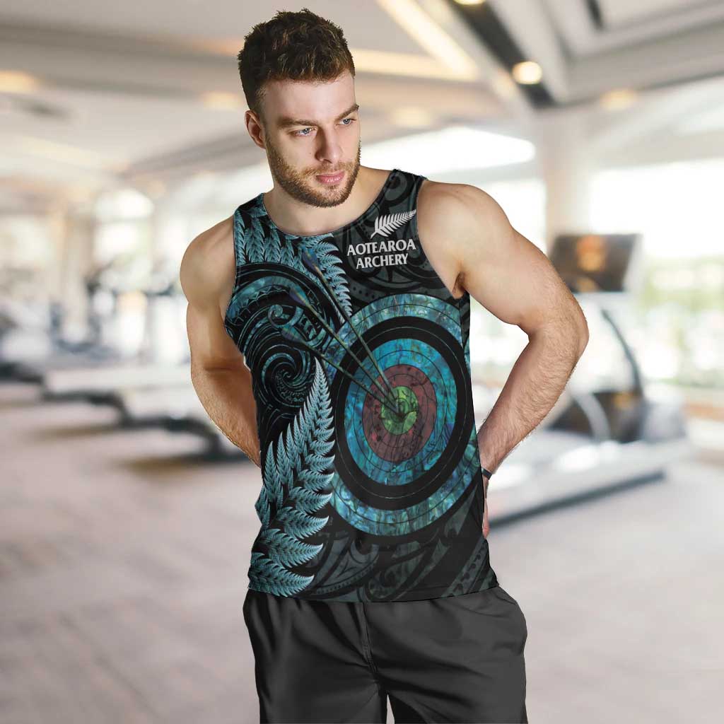 New Zealand Archery Men Tank Top Aotearoa Silver Fern Maori - Polynesian Pride