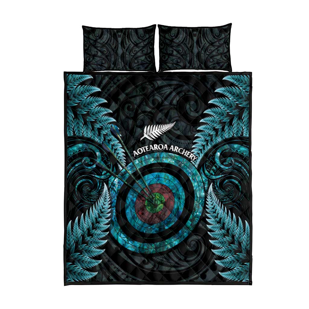 New Zealand Archery Quilt Bed Set Aotearoa Silver Fern Maori - Polynesian Pride
