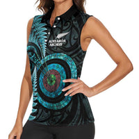 New Zealand Archery Women Sleeveless Polo Shirt Aotearoa Silver Fern Maori - Polynesian Pride