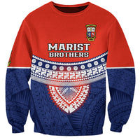 Custom Fiji School Sweatshirt Marist Brothers Fijian Tapa Pattern LT14 Unisex Blue - Polynesian Pride