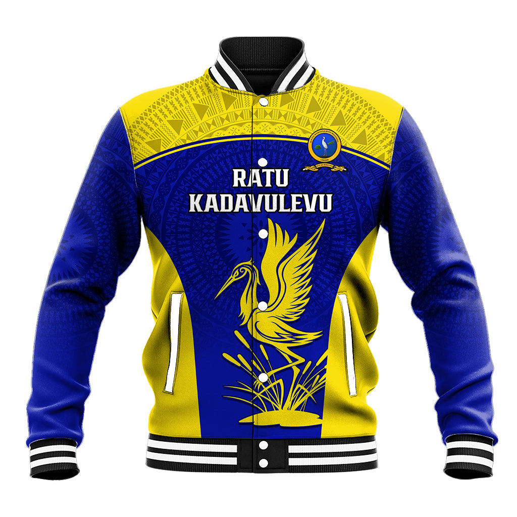 Fiji School Baseball Jacket Ratu Kadavulevu Heron With Fijian Tapa LT14 Unisex Gold - Polynesian Pride