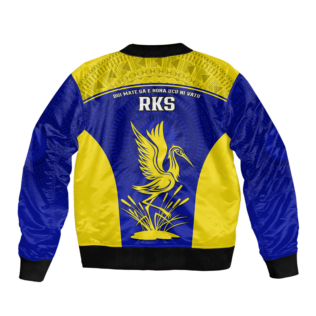 Fiji School Bomber Jacket Ratu Kadavulevu Heron With Fijian Tapa LT14 - Polynesian Pride