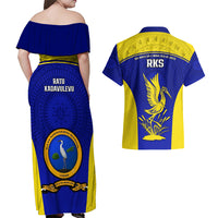 Fiji School Couples Matching Off Shoulder Maxi Dress and Hawaiian Shirt Ratu Kadavulevu Heron With Fijian Tapa LT14 - Polynesian Pride