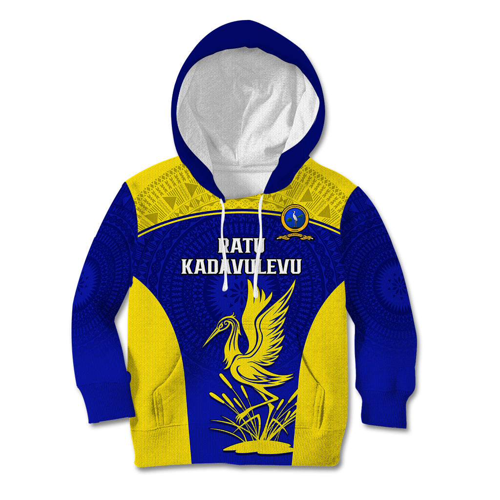 Fiji School Kid Hoodie Ratu Kadavulevu Heron With Fijian Tapa LT14 Gold - Polynesian Pride