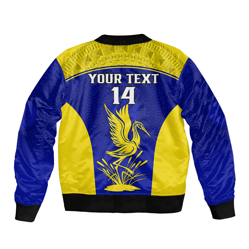 Custom Fiji School Sleeve Zip Bomber Jacket Ratu Kadavulevu Heron With Fijian Tapa LT14 - Polynesian Pride