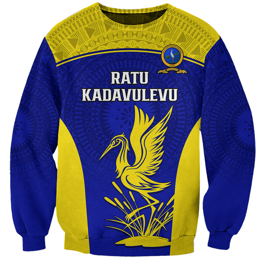 Custom Fiji School Sweatshirt Ratu Kadavulevu Heron With Fijian Tapa LT14 Unisex Gold - Polynesian Pride
