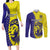 Fiji School Couples Matching Long Sleeve Bodycon Dress and Long Sleeve Button Shirts Suva Grammar Lions With Fijian Tapa LT14 Gold - Polynesian Pride