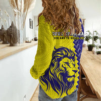 Fiji School Women Casual Shirt Suva Grammar Lions With Fijian Tapa LT14 - Polynesian Pride