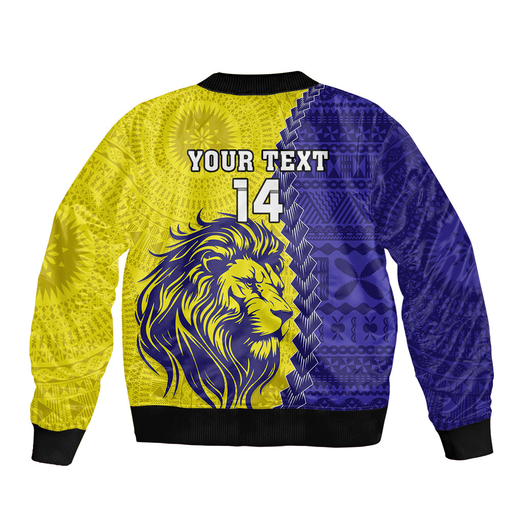 Custom Fiji School Bomber Jacket Suva Grammar Lions With Fijian Tapa LT14 - Polynesian Pride
