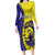 Custom Fiji School Long Sleeve Bodycon Dress Suva Grammar Lions With Fijian Tapa LT14 Long Dress Gold - Polynesian Pride