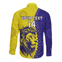 Custom Fiji School Long Sleeve Button Shirt Suva Grammar Lions With Fijian Tapa LT14 - Polynesian Pride