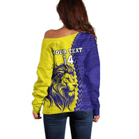 Custom Fiji School Off Shoulder Sweater Suva Grammar Lions With Fijian Tapa LT14 - Polynesian Pride