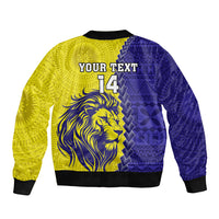 Custom Fiji School Sleeve Zip Bomber Jacket Suva Grammar Lions With Fijian Tapa LT14 - Polynesian Pride
